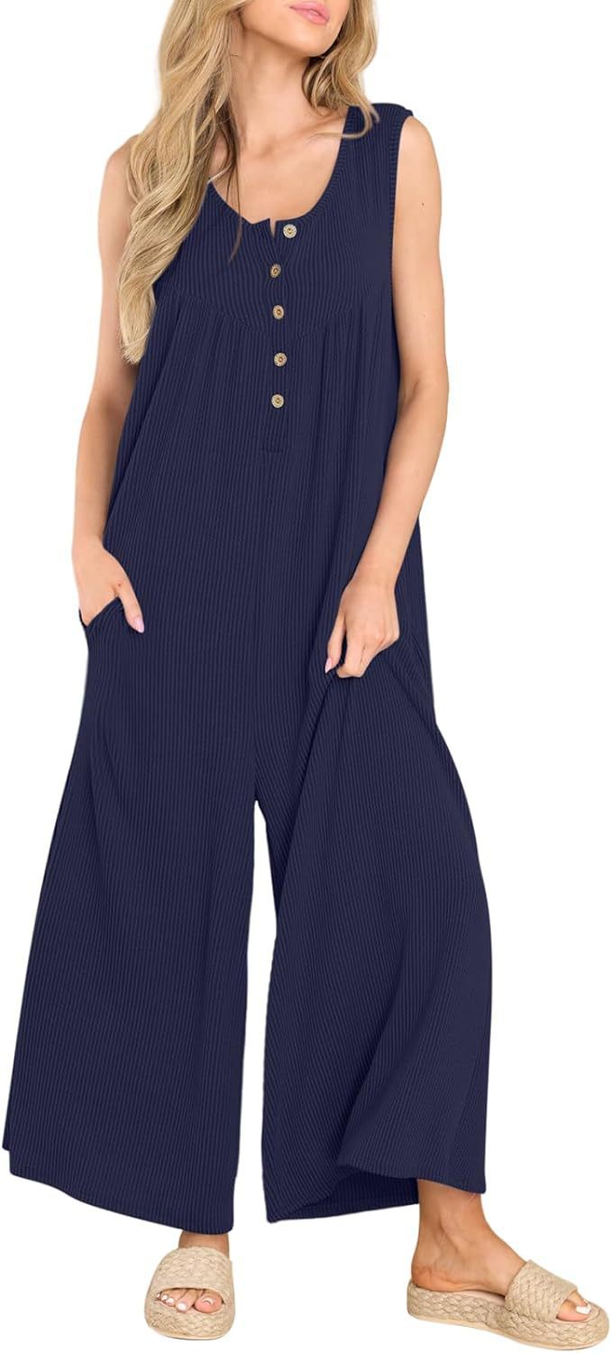 Women's Airy Jumpsuit with Button Details and Pockets