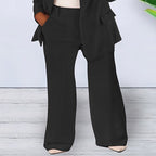 Women's Office-Ready Pantsuit Set with Wide Trousers and Tailored Blazer