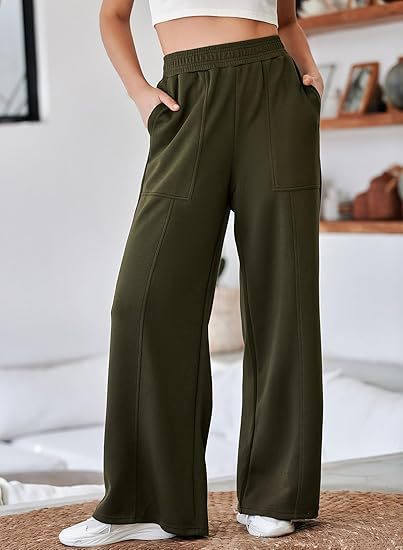 Women's Comfortable and Stylish Leisure Pants with Elastic Waistband and Pockets