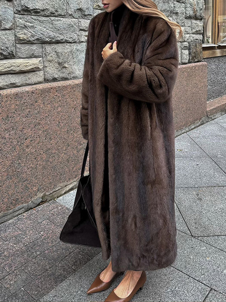 Women's Elegant and Fluffy Long Faux Fur Coat