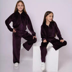 Women's Comfortable Velvet Suit with High-Neck Zipper