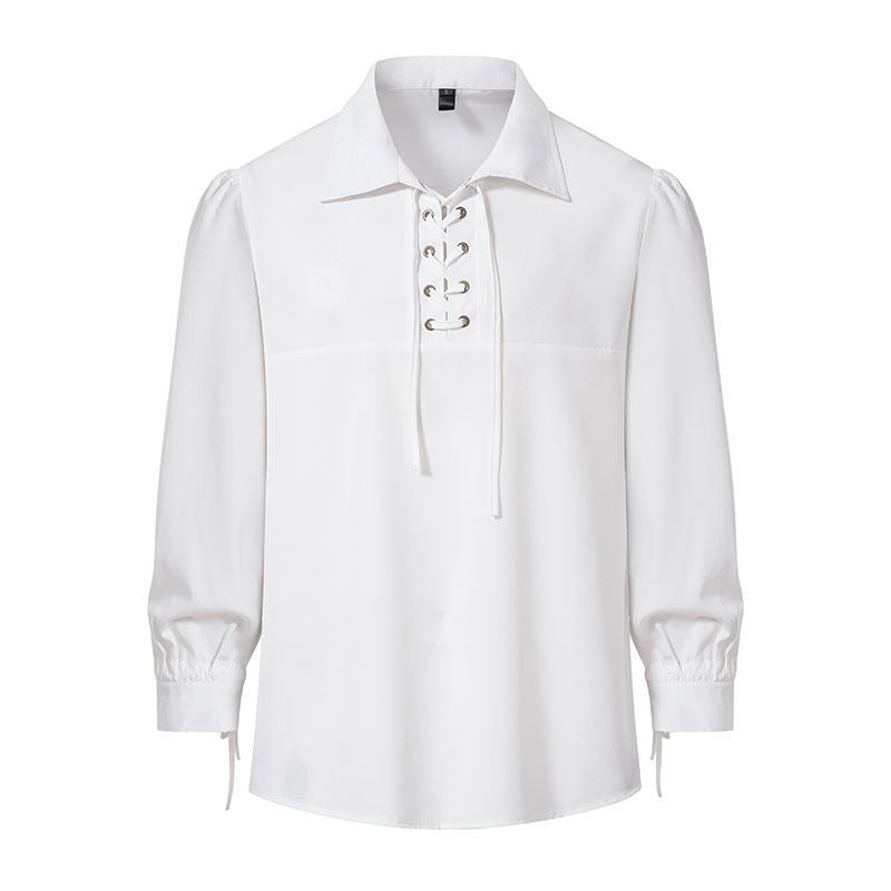 Women's Blouse with Modern Lace-Up Design and Casual Puff Sleeves