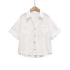 Women's Short Sleeve Shirt with Patch Pockets and Modern Cut