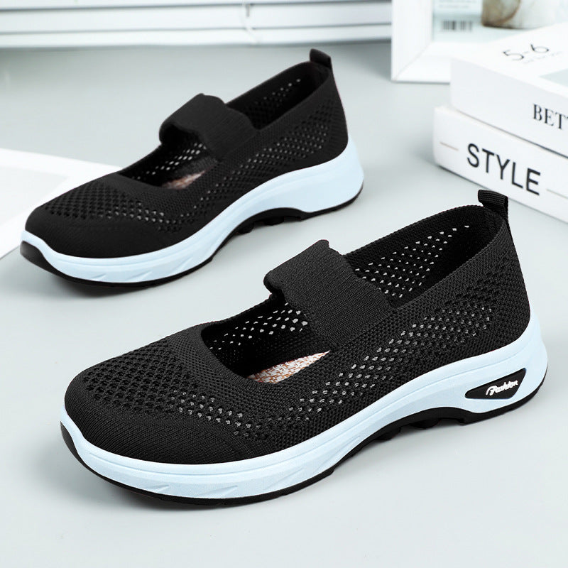 Women's Breathable Comfort Sneakers with Hook-and-Loop Closure