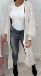 Women's Chunky Knit Cardigan with Open Sleeves