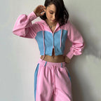 Women's Casual Two-Piece Leisure Set with Hoodie and Wide-Leg Pants