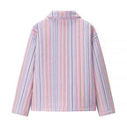 Women's Quilted Cardigan with Fashionable Stripe Pattern