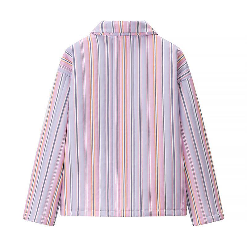 Women's Quilted Cardigan with Fashionable Stripe Pattern