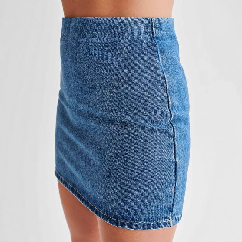 Women's Denim Shirt Dress with Tailored Fit and Short Sleeves