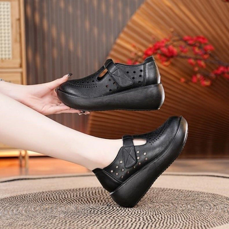 Women's Breathable Clogs with Side Hook-and-Loop Closure and Perforated Design