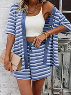 Casual Women's Two-Piece Set with Striped Pattern