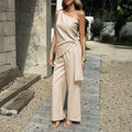Women's Jumpsuit with Asymmetric Neckline and Wrap Design