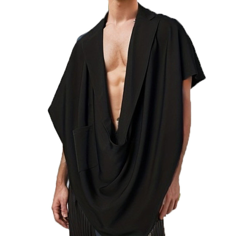 Women's Elegant Oversize Cape Jacket with Practical Pocket Design