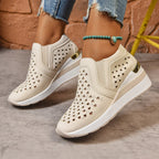Women's Breathable Slip-On Sneakers with Comfort and Decorative Perforation