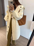 Women's Chunky Knit Cardigan with Voluminous Cut and Decorative Buttons