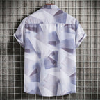 Women's Short-Sleeve Shirt with Creative Geometric Design and Loose Fit
