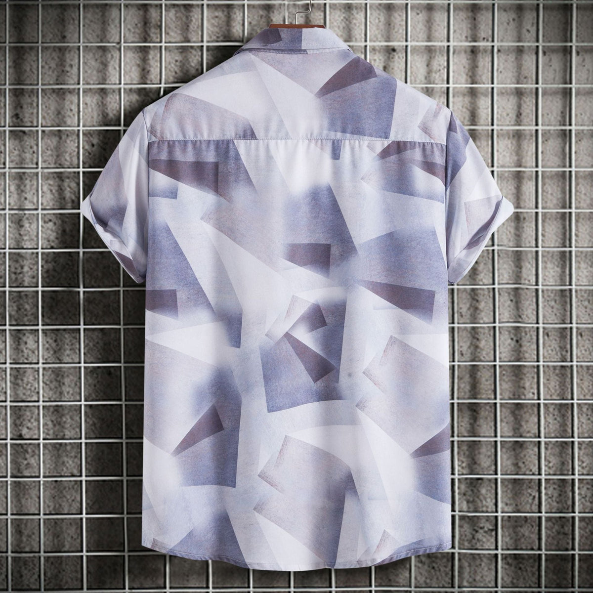 Women's Short-Sleeve Shirt with Creative Geometric Design and Loose Fit