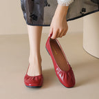 Women's Ballet Flats with Subtle Pleating