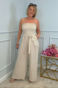 Women's Elegant Strapless Wide-Leg Jumpsuit