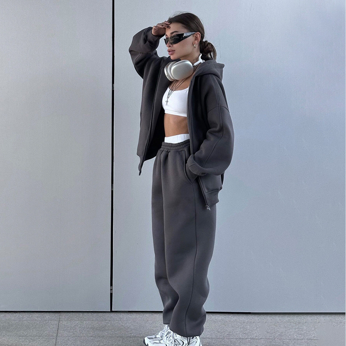 Women's Comfortable Leisure Set with Hood and Elastic Waistband