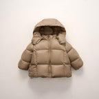 Women's Modern Down Jacket with Detachable Hood and Elastic Cuffs