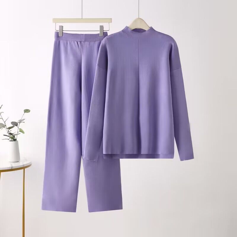 Elegant Long-Sleeve Top and Palazzo Pants Set