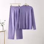 Elegant Long-Sleeve Top and Palazzo Pants Set