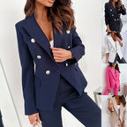 Women's Double-Breasted Blazer with Elegant Lapels