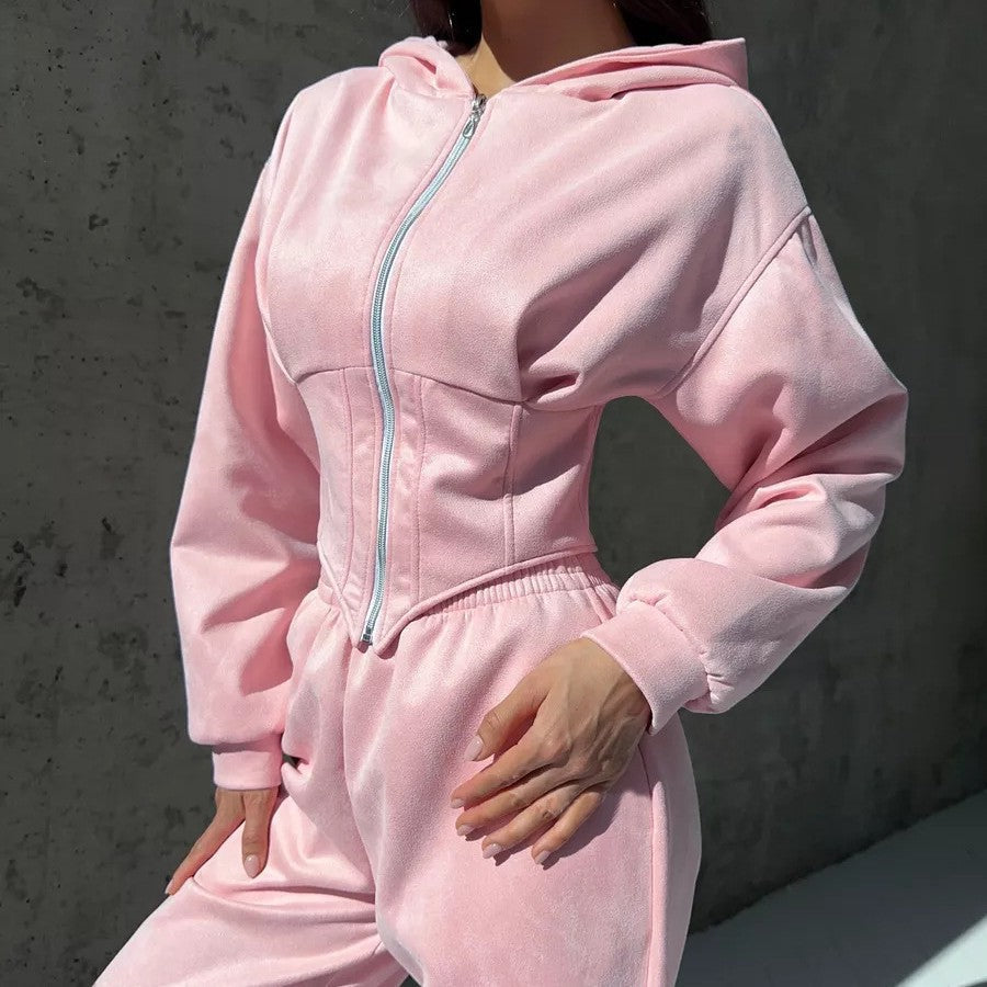Women's Casual Utility Jumpsuit with High Collar and Zipper