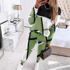 Women's Patterned Sweatshirt and Jogger Set