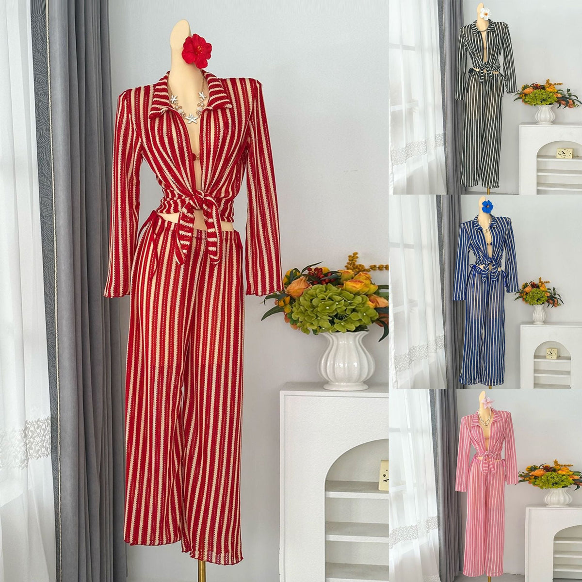 Women's Jumpsuit with Fashionable Tie Belt
