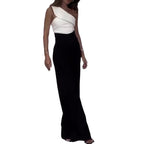 One-Sided Wide-Leg Jumpsuit with Decorative Neckline