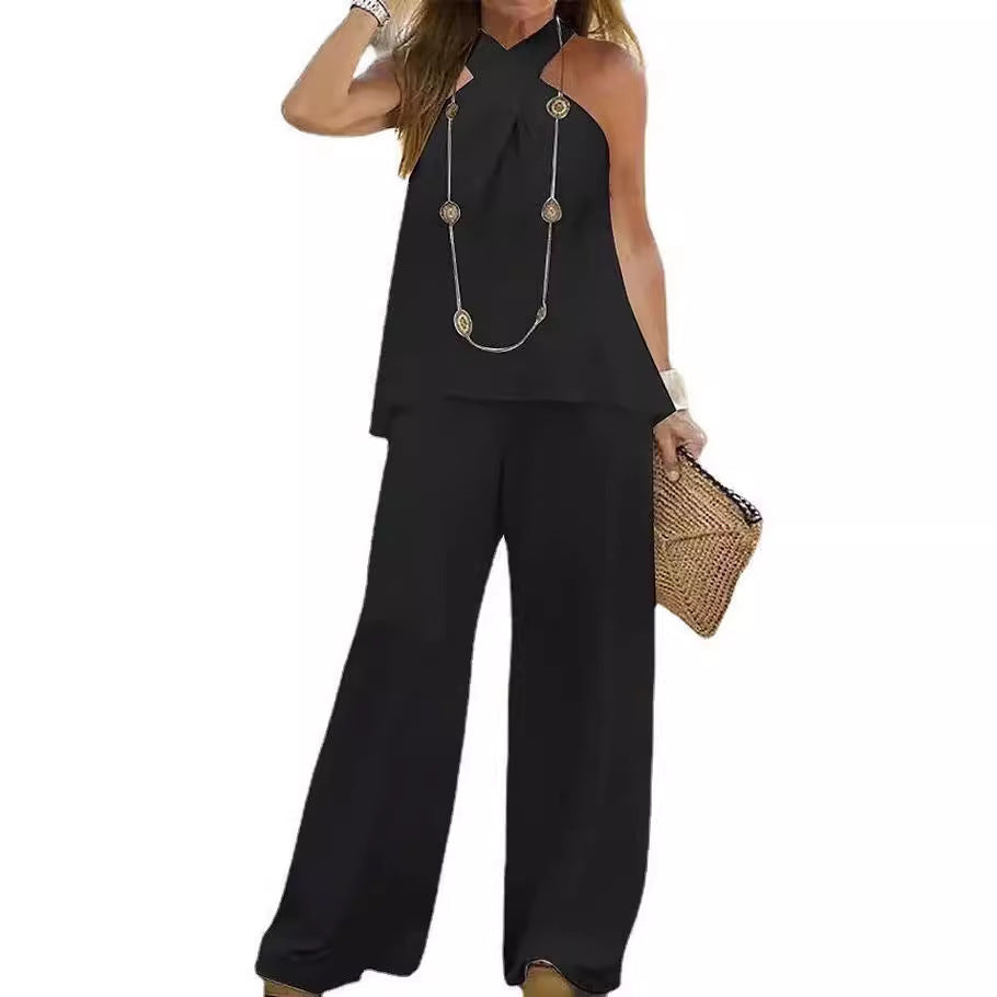 Women's Elegant and Airy Wide-Leg Ensemble