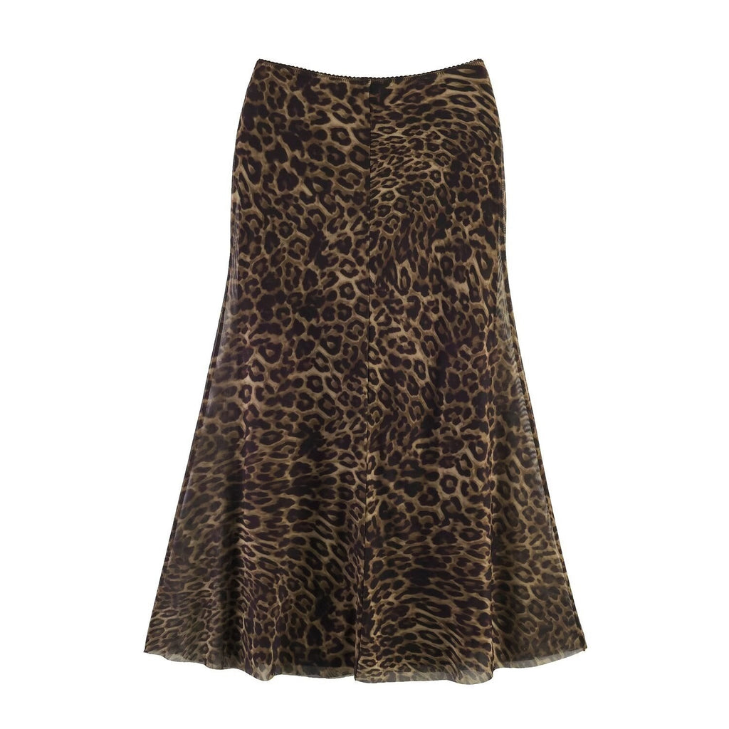Women's Animal Print Midi Skirt with High Waist