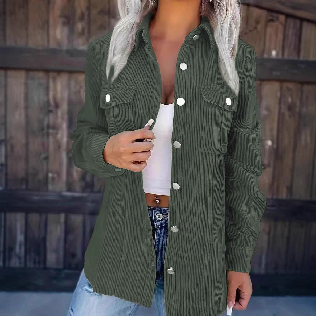 Women's Casual Textured Shirt Jacket with Pockets