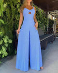 Women's Keyhole Neckline Wide-Leg Jumpsuit