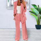 Women's Elegant and Loose Blazer Set with Wide Pants