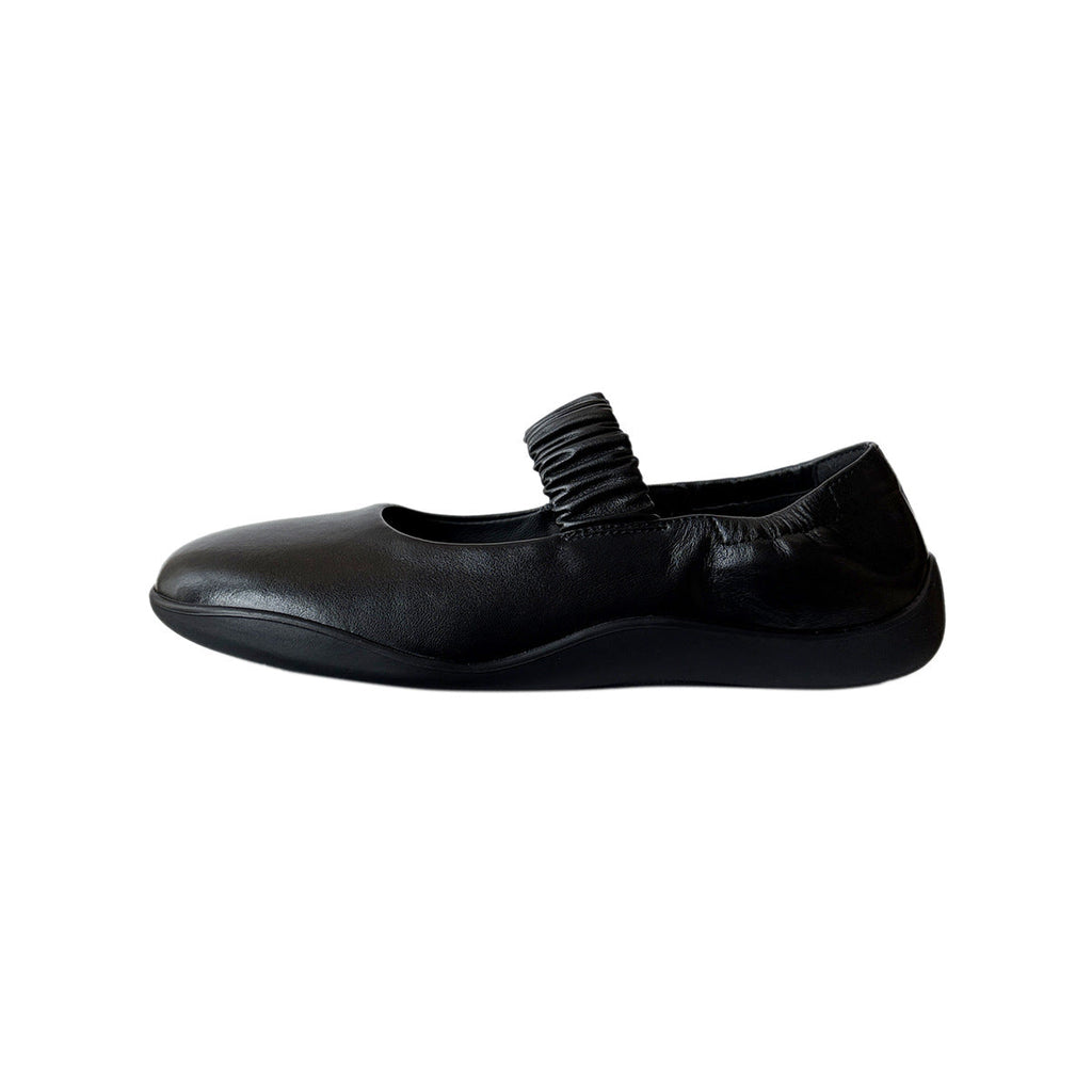 Women's Leather Ballet Flats with Elastic Strap