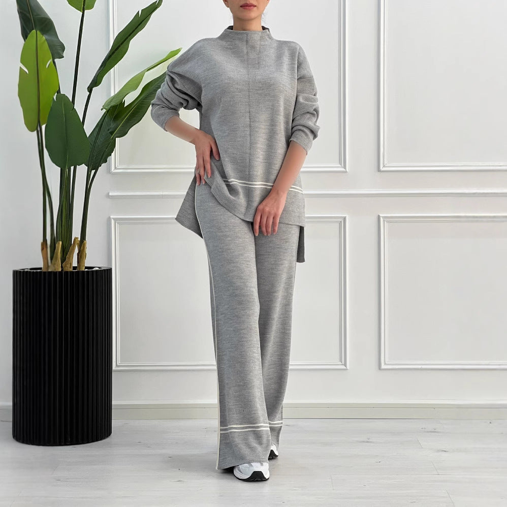 Women's Relaxing Lounge Set with Nostalgic Stripes