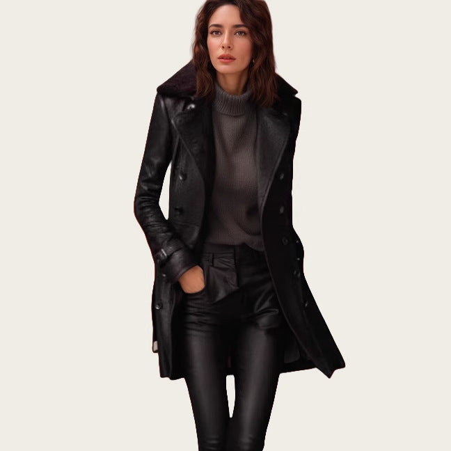 Elegant Women's Trench Coat with Closable Collar