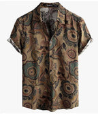 Women's Short-Sleeve Shirt with Unique Stripe and Dot Design
