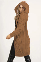 Women's Chunky Knit Coat with Hood