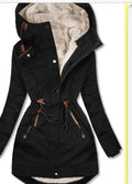 Women's Lined Winter Parka with Practical Pockets and Adjustable Belt