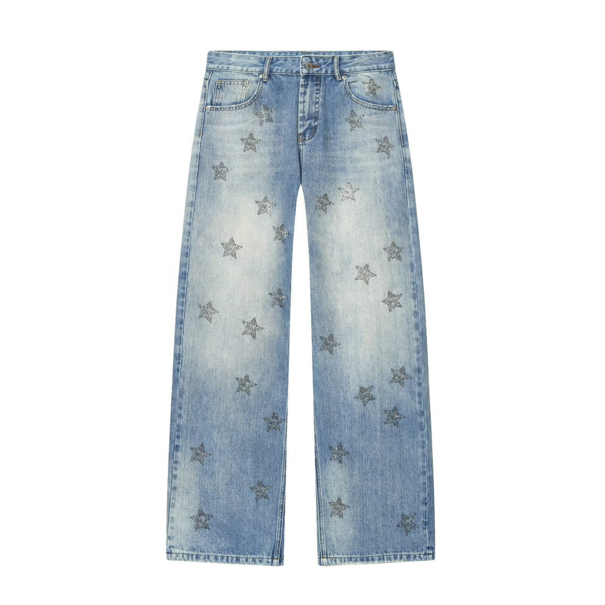 Women's Denim Jeans with Sparkling Star Pattern