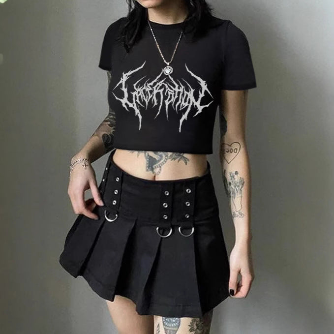 Women's Crop T-Shirt with Fruity Cherry Design and Loose Cut