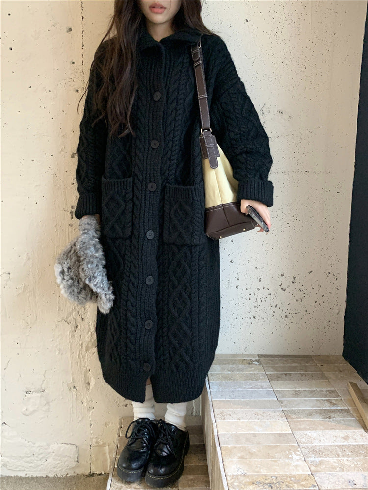 Chunky Knit Button-Up Coat