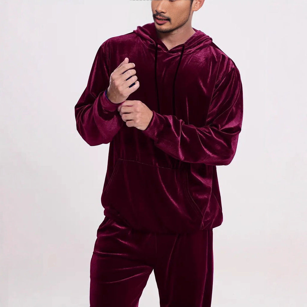 Men's Velvet Tracksuit with Hoodie
