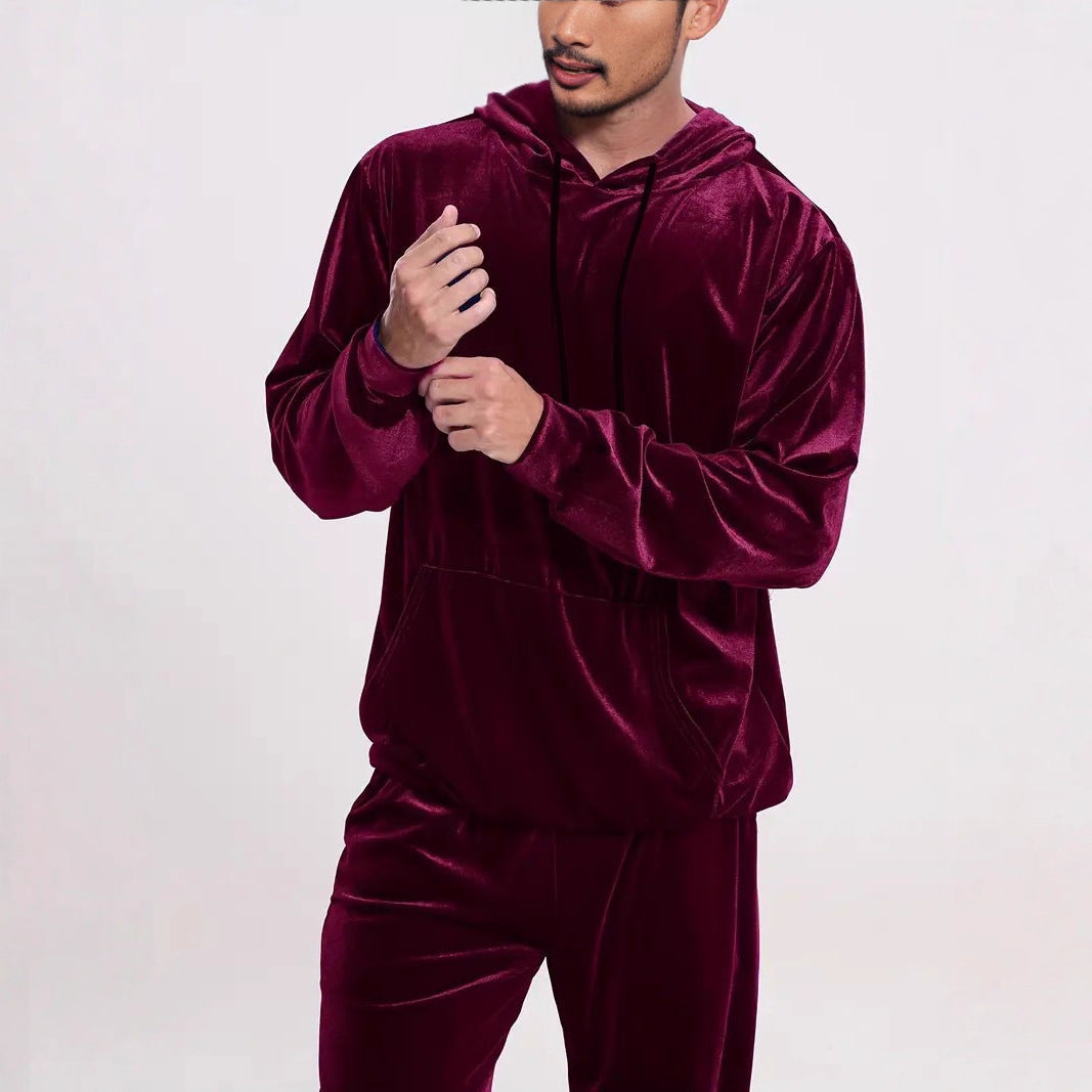 Men's Velvet Tracksuit with Hoodie