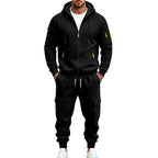 Men's Functional Cargo Sweatset with Hoodie and Multi-Pocket Jogger