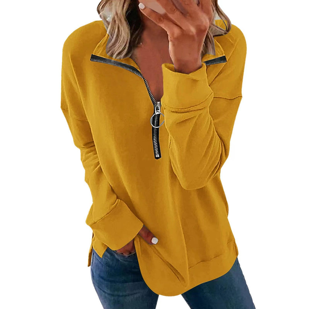 Women's Casual Pullover with Stylish Zipper